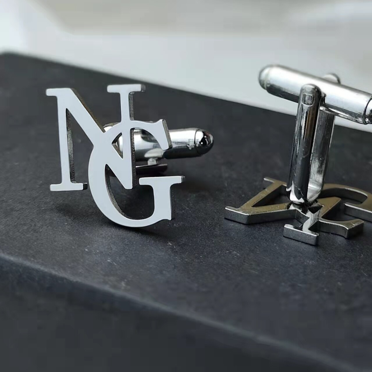 Initials Cufflinks + Free Lapel Pin
