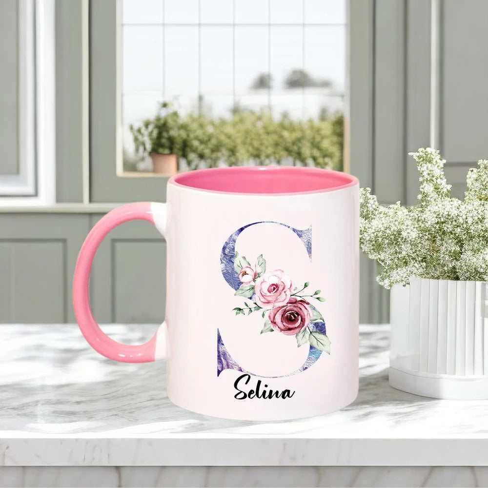 Personalized Floral Mug