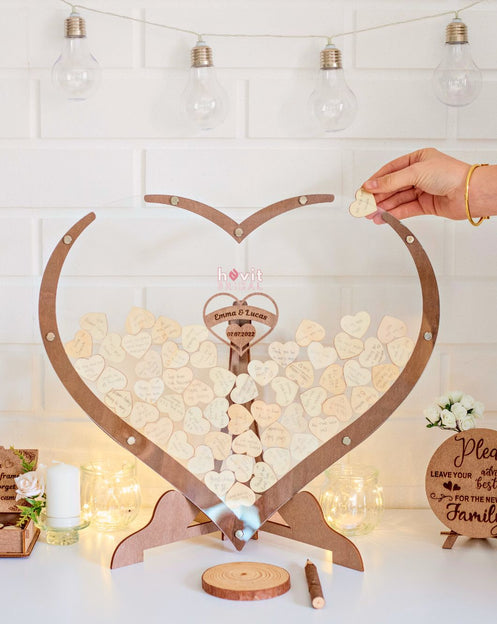 CHRISTMAS DEAL: Heart Guest Book + FREE Cake Topper