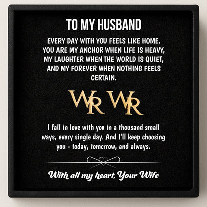 Personalized Initial Cufflinks & Message Keepsake