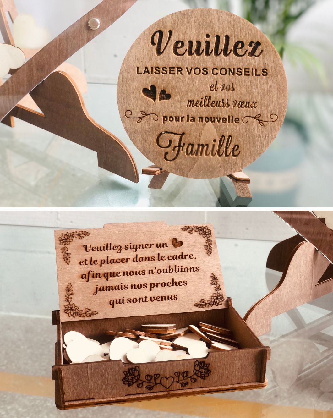 Gästebuch zur Hochzeit mit Holzherzen