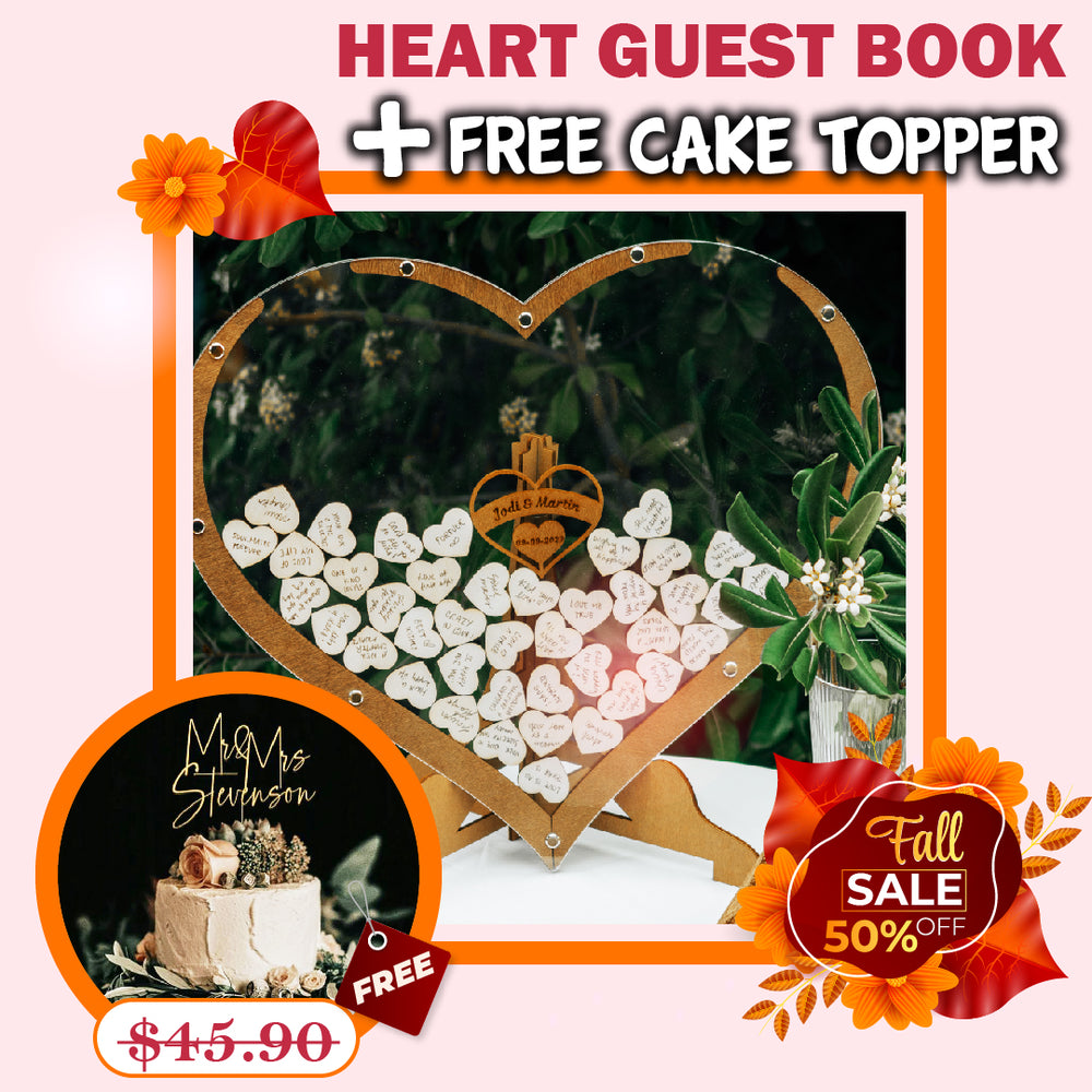 Herbst-SALE: Herz-Gästebuch + GRATIS-Kuchenaufsatz