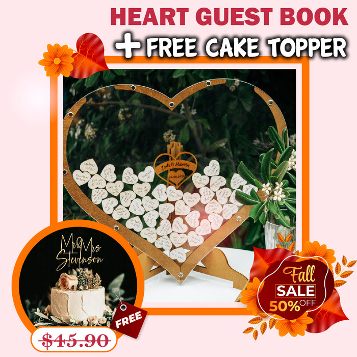 Herbst-SALE: Herz-Gästebuch + GRATIS-Kuchenaufsatz