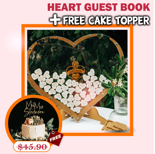 Heart Guest Book + FREE Cake Topper