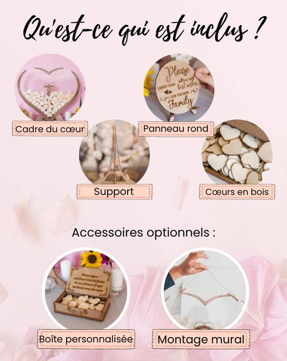 Gästebuch zur Hochzeit mit Holzherzen