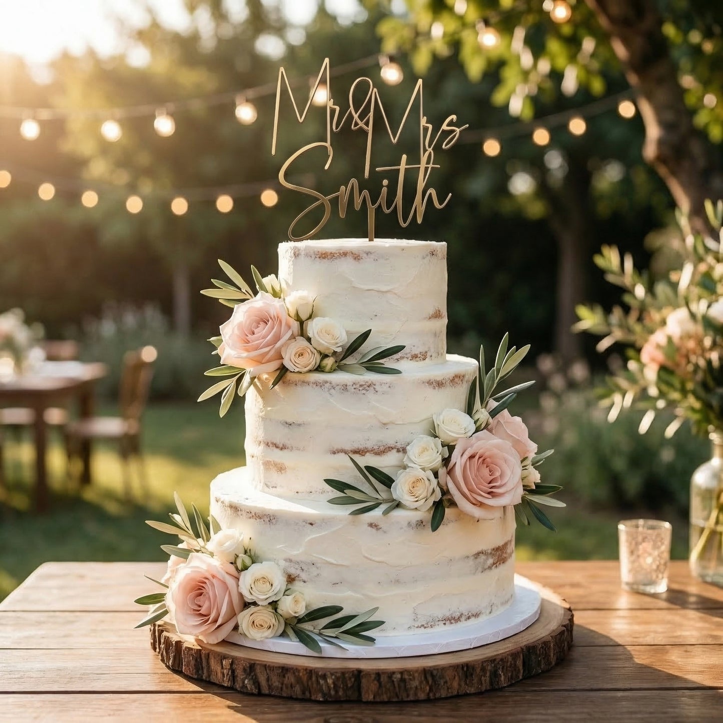 Cursive Mr Mrs Cake Topper