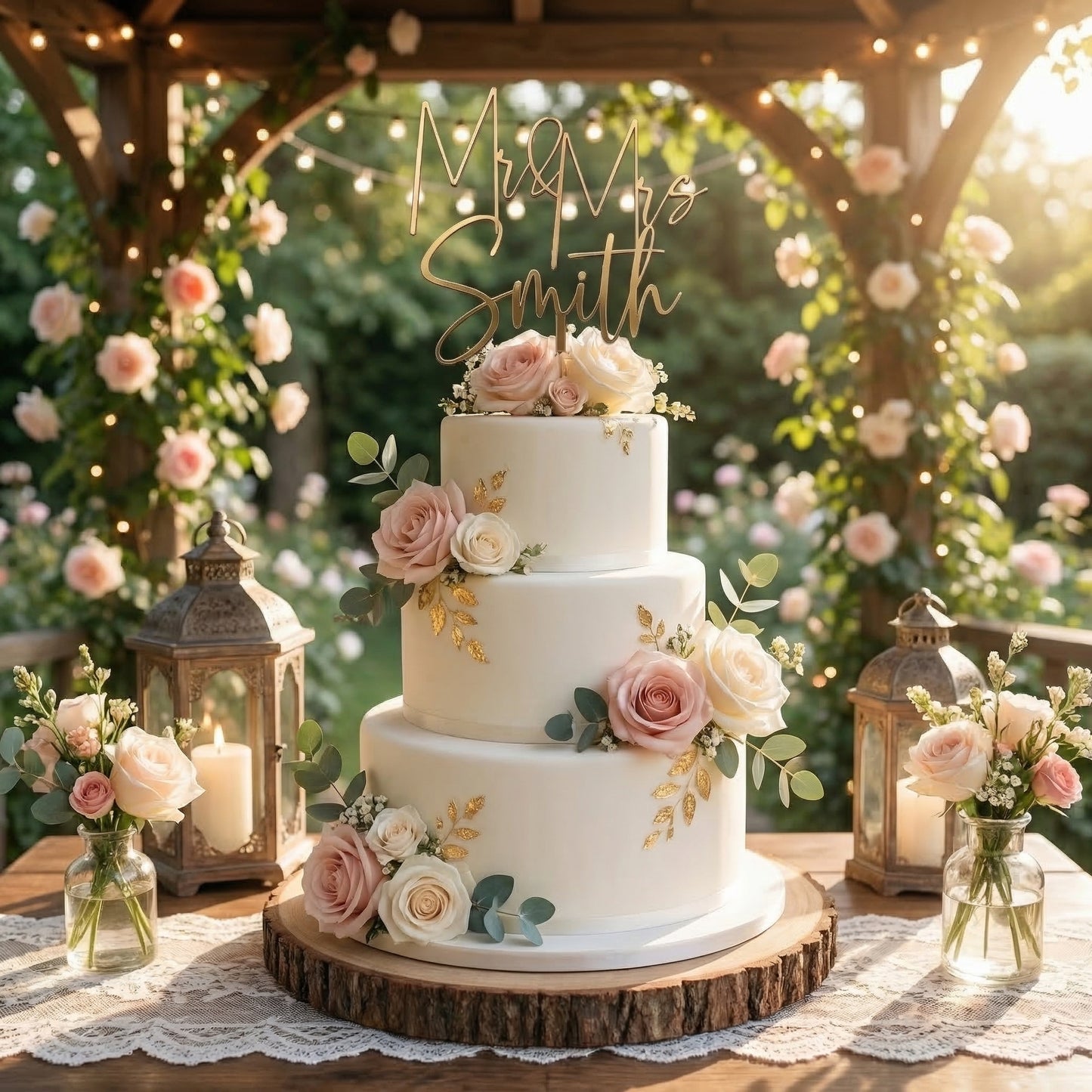 Cursive Mr Mrs Cake Topper