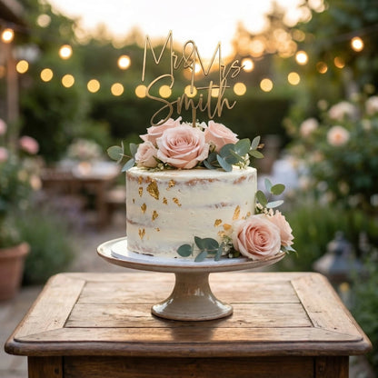 Cursive Mr Mrs Cake Topper