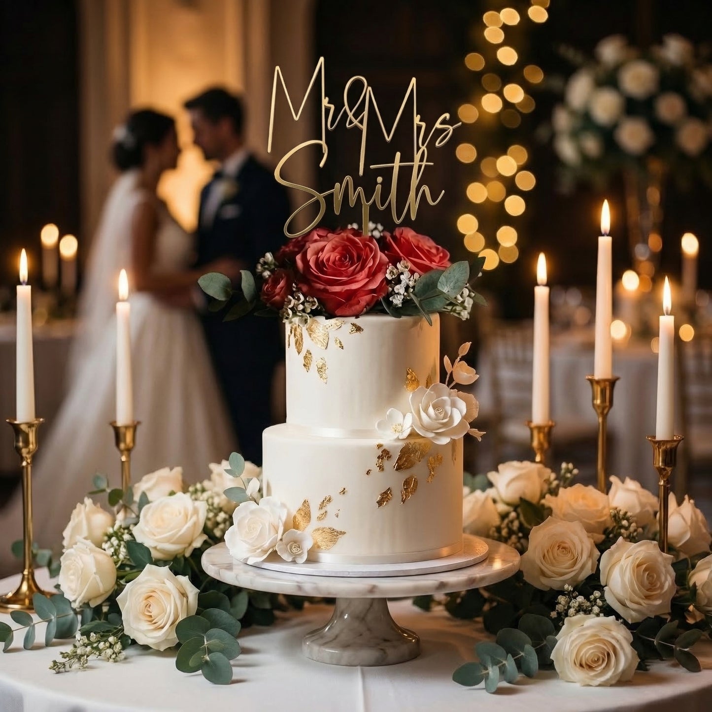 Cursive Mr Mrs Cake Topper