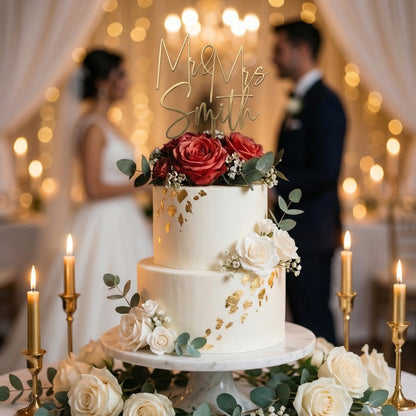 Cursive Mr Mrs Cake Topper