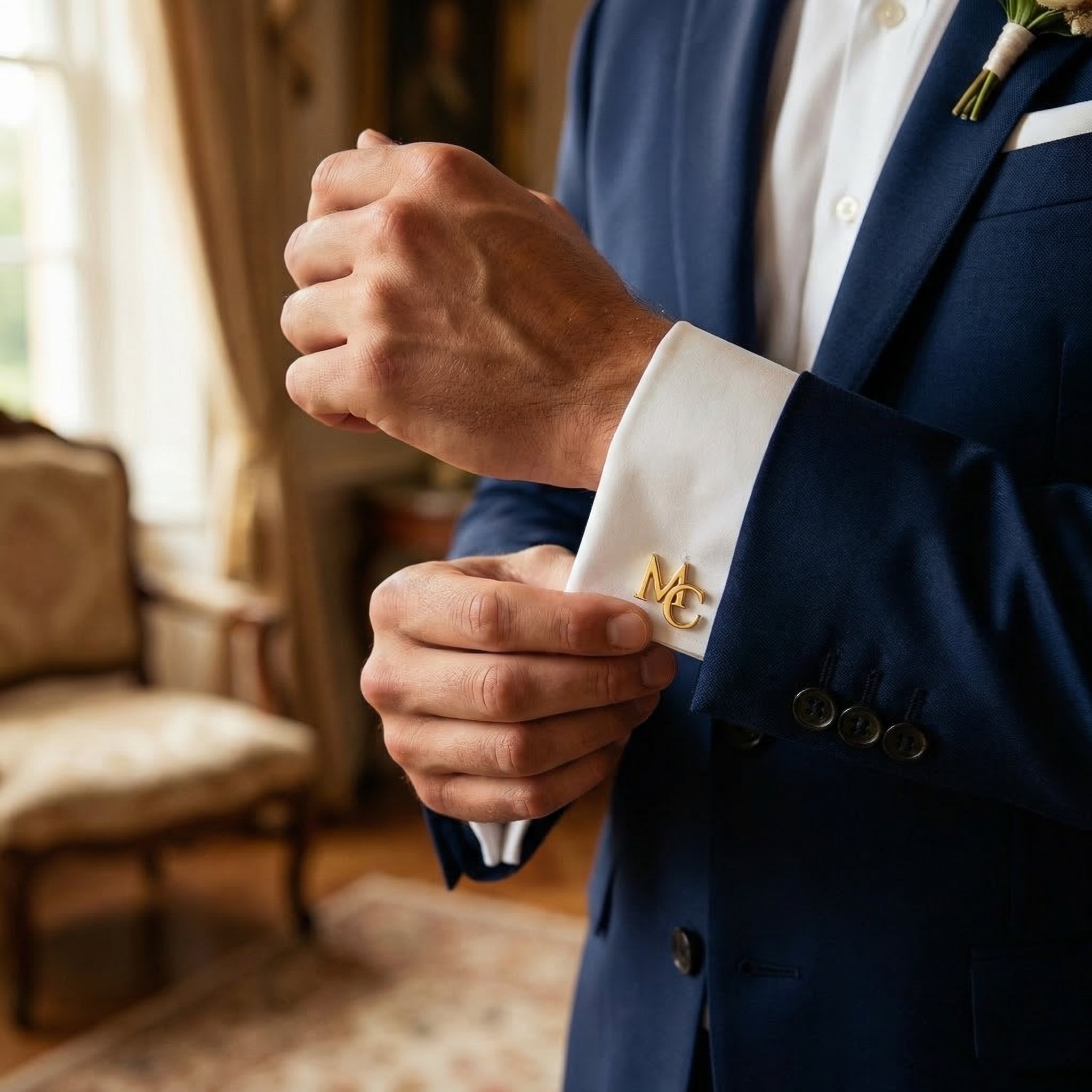 Personalized Initial Cufflinks – Hevit Bridal