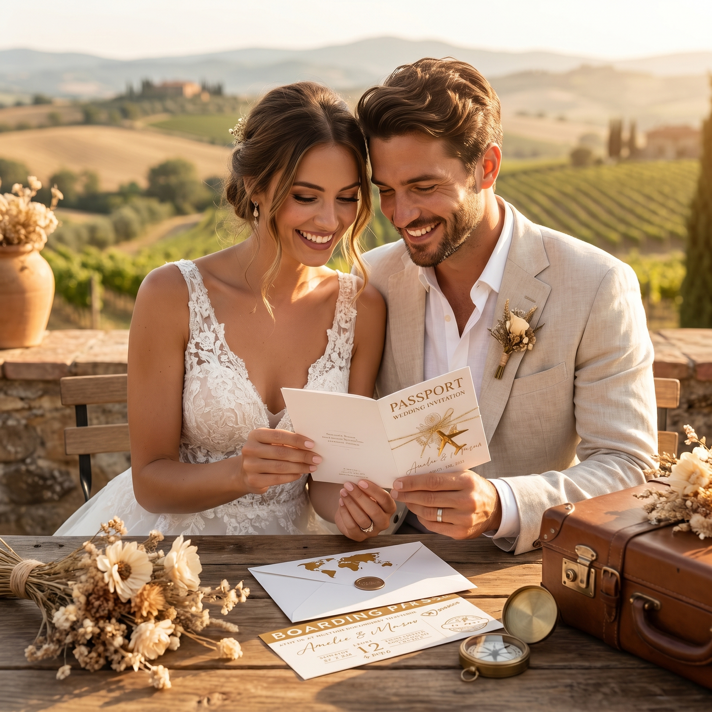 Passeport de voyage, invitation de mariage