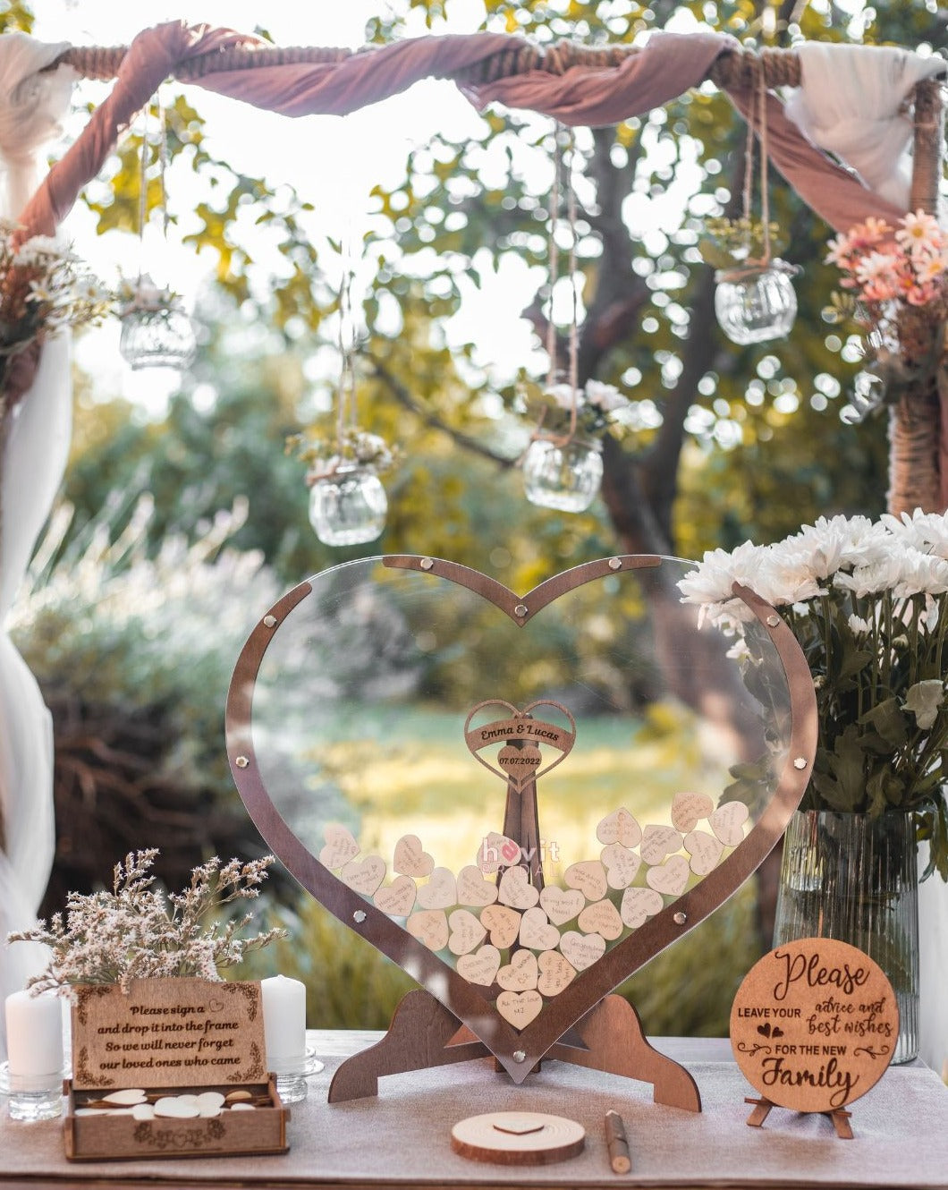 CHRISTMAS DEAL: Heart Guest Book + FREE Cake Topper