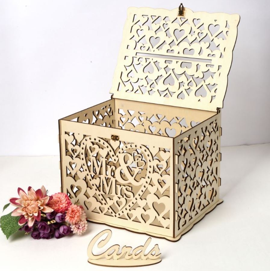 Personalised Floral Wooden Wedding Crate with Couples Names & Date - Wedding  Decoration, Keepsake Present, Confetti or