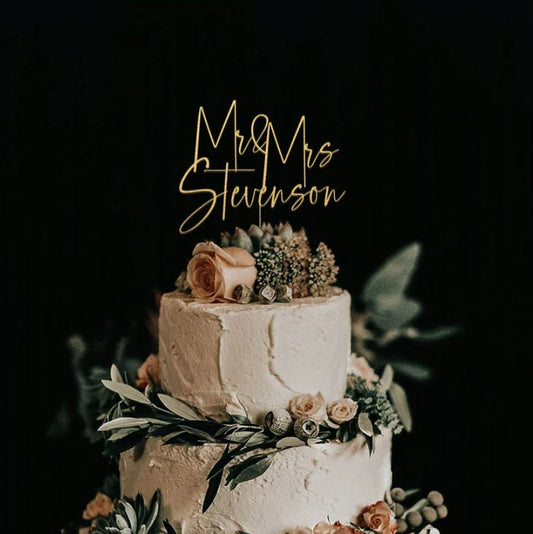 Décoration de gâteau cursive M. et Mme