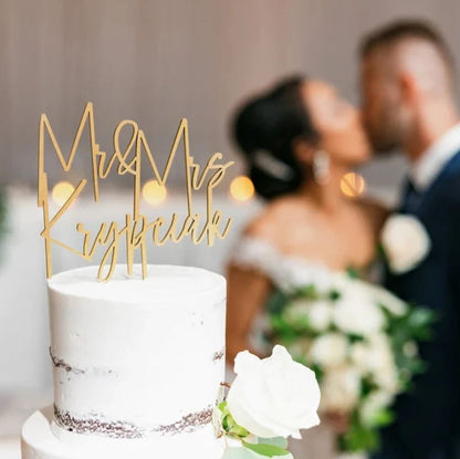 Kuchenaufsatz „Mr. Mrs.“ in Schreibschrift