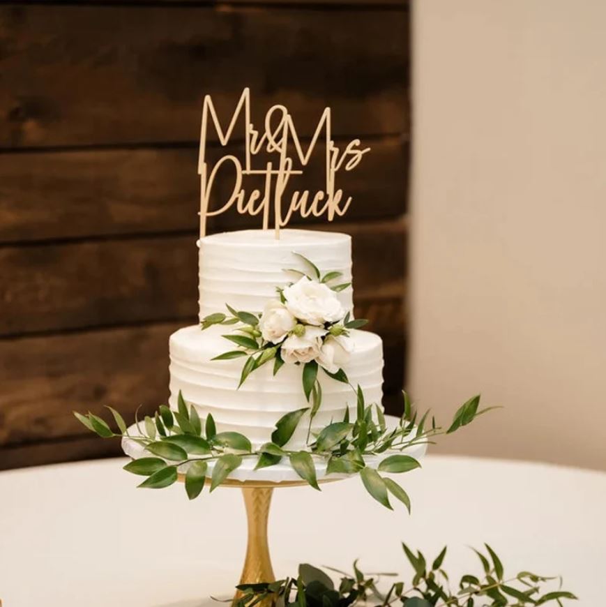 Kuchenaufsatz „Mr. Mrs.“ in Schreibschrift