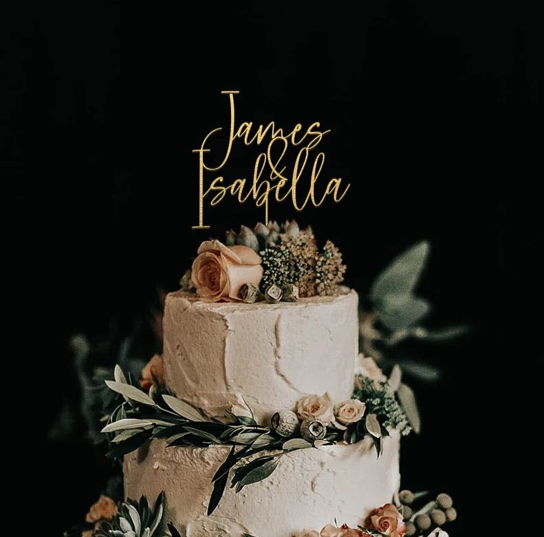 Kuchenaufsatz „Mr. Mrs.“ in Schreibschrift