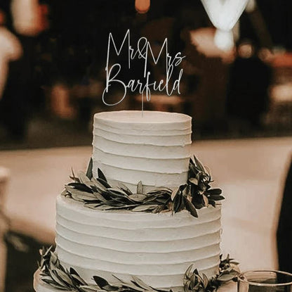 Kuchenaufsatz „Mr. Mrs.“ in Schreibschrift